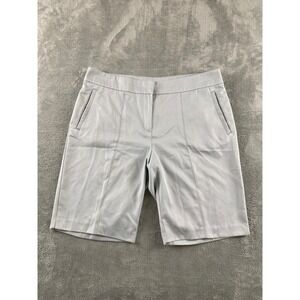 IZOD Golf Womens Light Gray Bermuda Performance Shorts Size 14 Flat Front Knee
